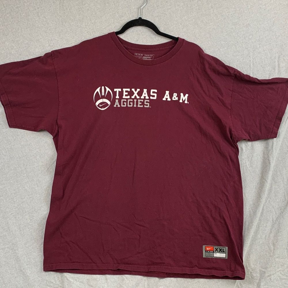 NIKE | XXL UNISEX COLLEGE SS T-SHIRT | RED MAROON TEAM TEXAS A&M AGGIES